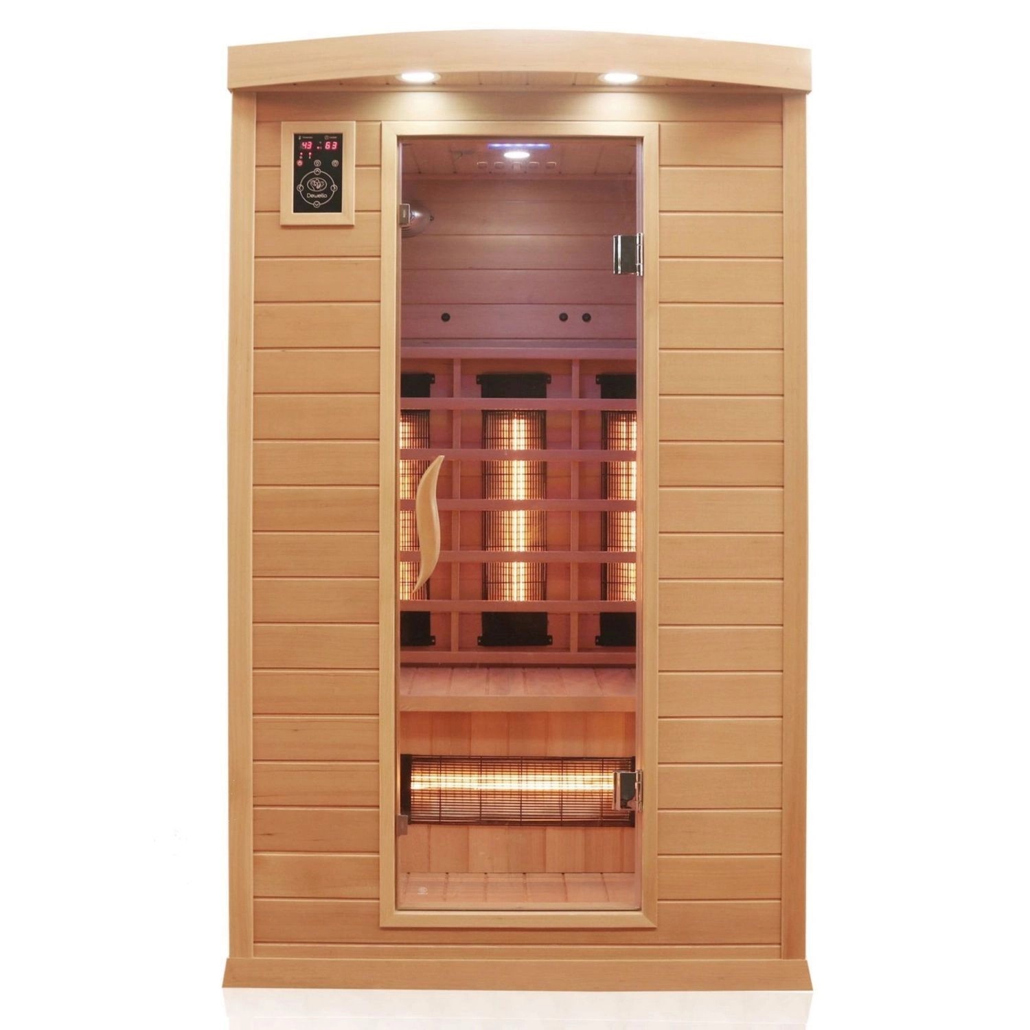 Dewello Infrarotkabine Sauna Hyder 115cm x 105cm 1 Person Vollspektrumstrahler Hemlock Tannenholz