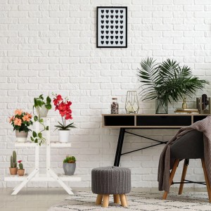 Relaxdays Blumentreppe Tannenholz Weiß Freistehend 83 cm x 83 cm x 28 cm