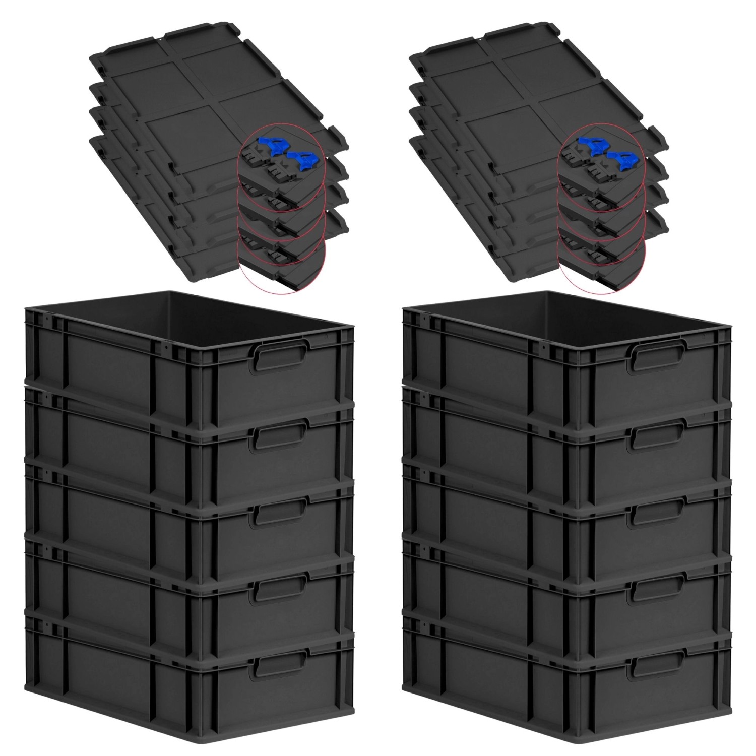 PROREGAL SuperSparSet 10x Eurobox Nextgen Grip Mit Scharnierdeckel Und Blau günstig online kaufen
