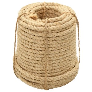 Aufgerolltes, beiges Sisal Seil, 12mm dick und 50m lang. Ideal für Garten, Haus und DIY Projekte.