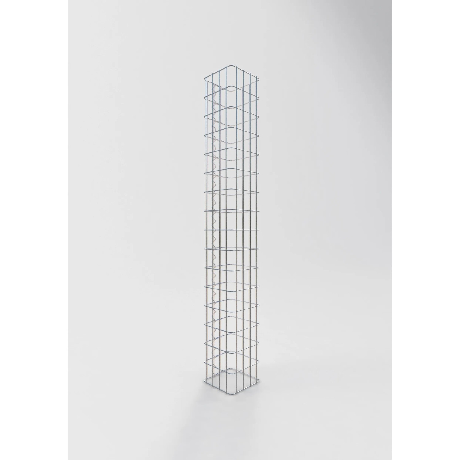 Leere, eckige Gabiona Gabionen-Säule, 22x22x160cm, Maschenweite 5x10cm, zur individuellen Befüllung.