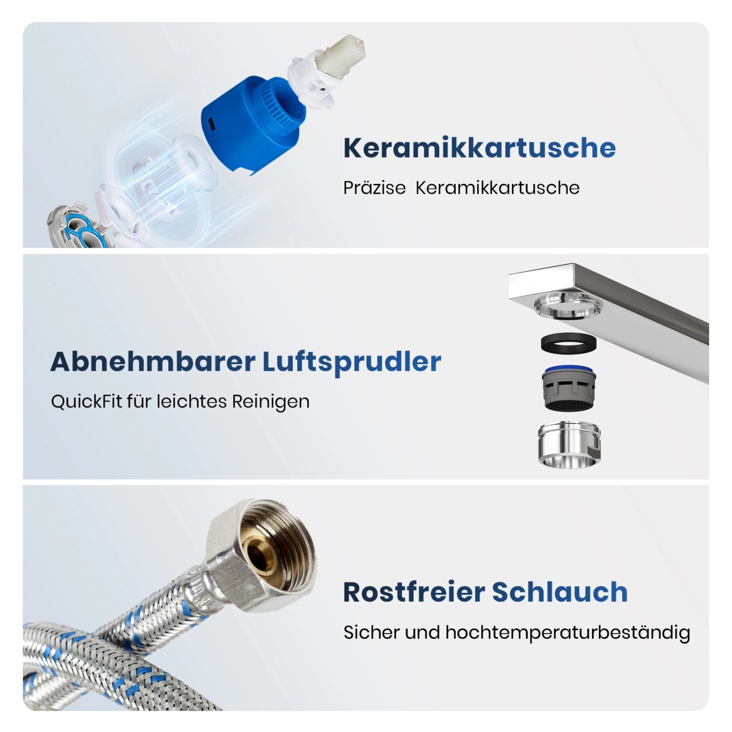 Emke Küchenarmatur Chrom im Ultradünnen Design 30x22x10 cm Küchenarmatur Drehbar Wasserhahn_7