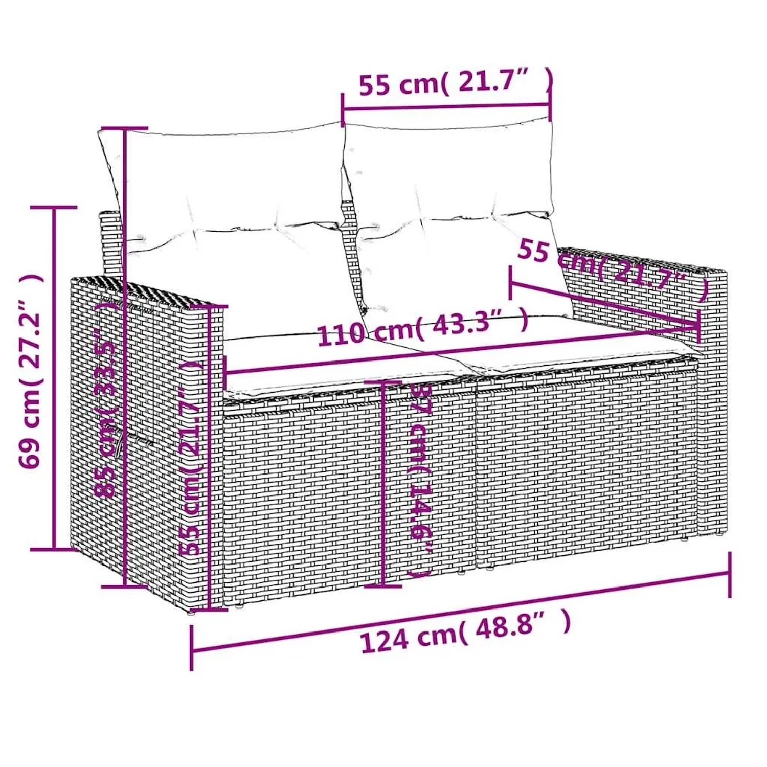 vidaXL Garten-Sofagarnitur, 8-teilig, beige Poly Rattan, mit Maßen. Ideal für Terrasse und Garten.