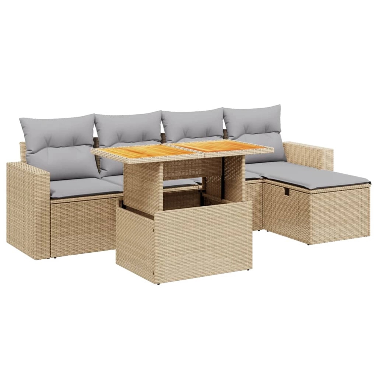 vidaXL 6-Tlg Garten-Sofagarnitur mit Kissen Beige Poly Rattan 3275586 günstig online kaufen