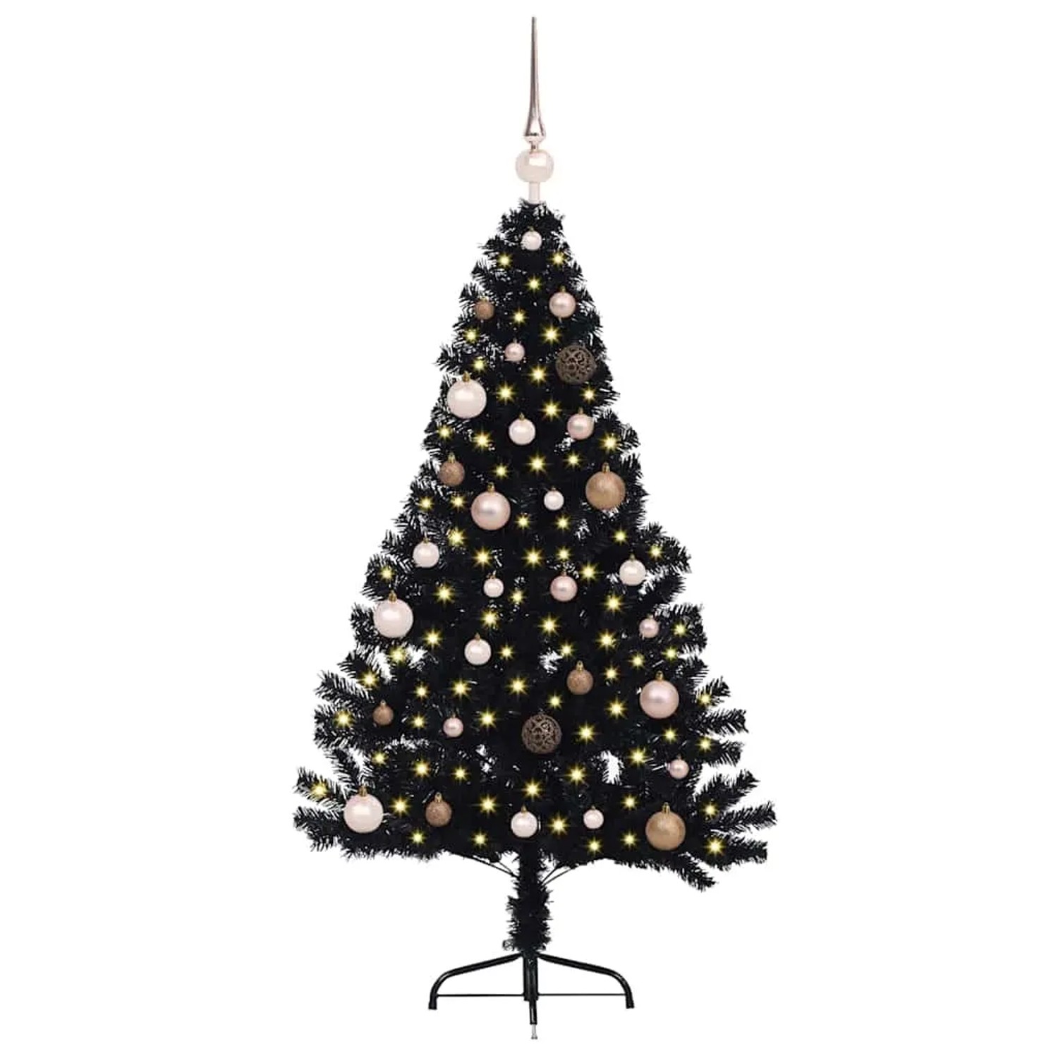 vidaXL Künstlicher Vorbeleuchteter Weihnachtsbaum Schwarz 150 cm PVC 3397126