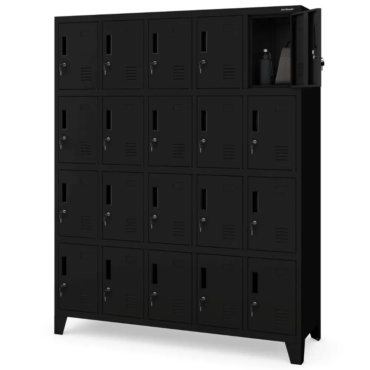 JAN NOWAK Schließfachschrank Spind ROBERT 20 Fächer 172 x 136 x 45 cm Schwarz