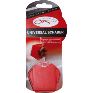 OkCars Universal-Schaber rot für Auto und Haushalt, zum Entfernen von Vignetten und Kleberesten.