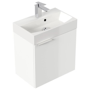 Posseik Badmöbel Cubi Slimline, 50 cm, weiß hochglanz, für Gäste-WC.