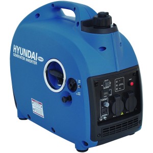 Blaues Hyundai Notstromaggregat HY2000Si D, 2000 W, für Camping und Baustelle.