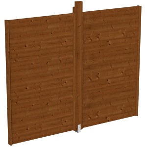 Skan Holz Wand für Pavillon Toulouse, 270x209 cm, Nussbaum, aus Nut- und Federbrettern mit Pfosten.