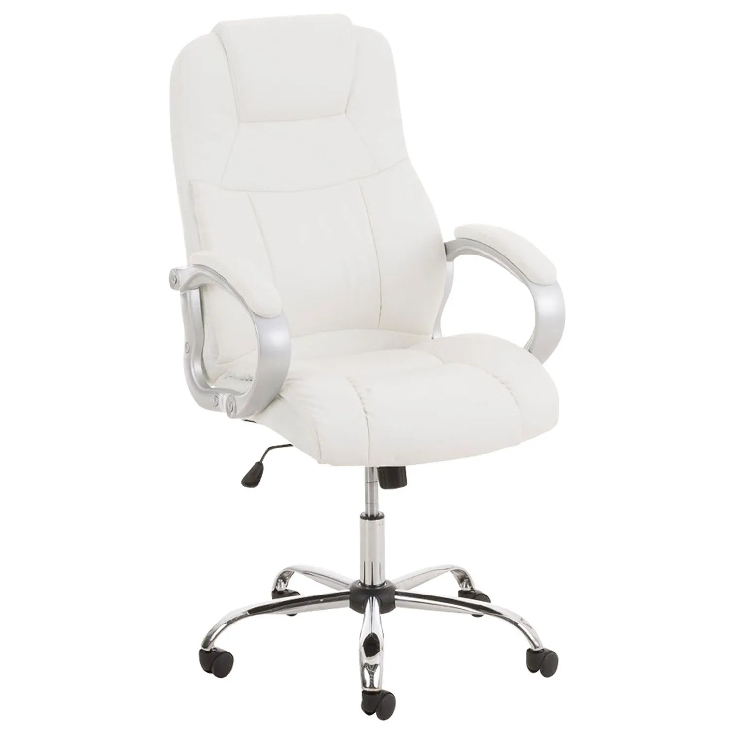 DELUKE Bürostuhl SYDNEY 113x66x70 Weiß Kunstleder Metall Gestell Ergonomische Bürostühle Homeoffice Stuhl