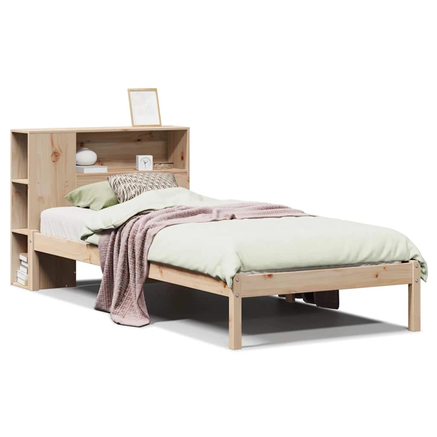 vidaXL Massivholzbett mit Regal ohne Matratze 100x200 cm Kiefer 3321565 günstig online kaufen