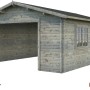 Palmako Holzgarage Roger, grau grundiert, 450x550cm, mit Fenster und Tür.