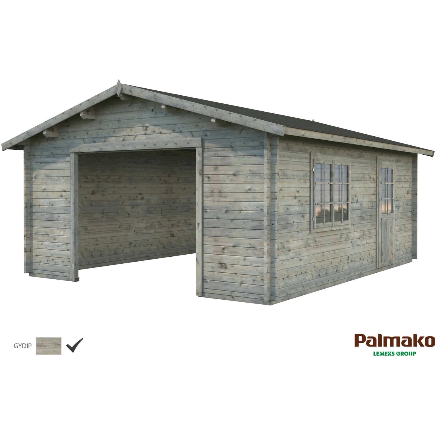 Palmako Holzgarage Roger ohne Tor Grau tauchgrundiert 450 cm x 550 cm günstig online kaufen