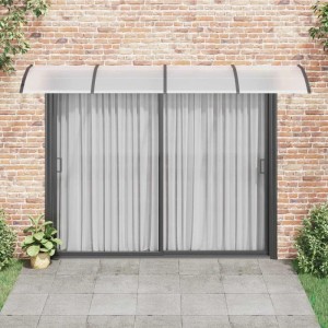 Schwarzes vidaXL Türvordach 350x100 cm aus Polycarbonat schützt Hauseingänge.