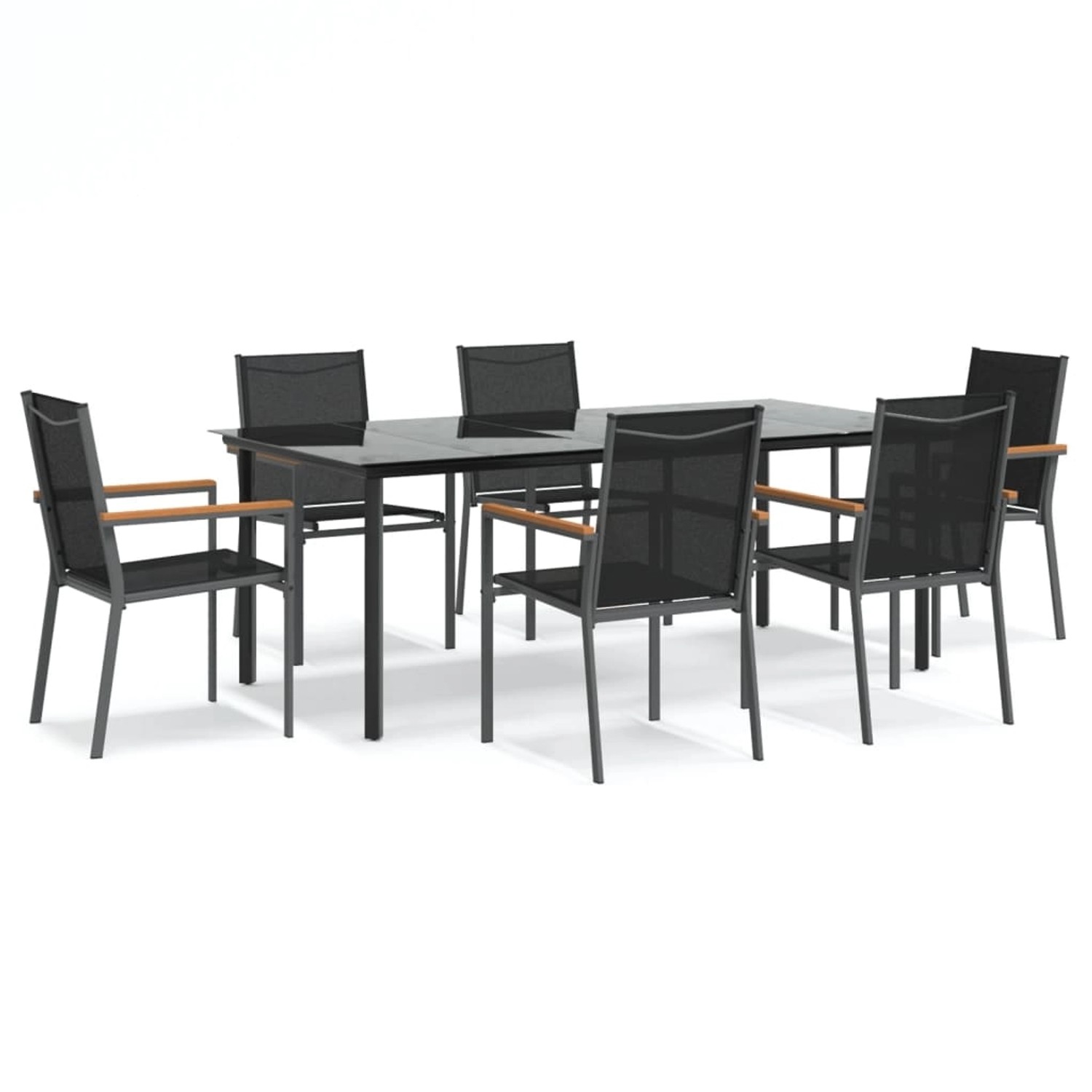 vidaXL 7-Tlg Garten-Essgruppe Schwarz Textilene und Stahl 3187047 günstig online kaufen