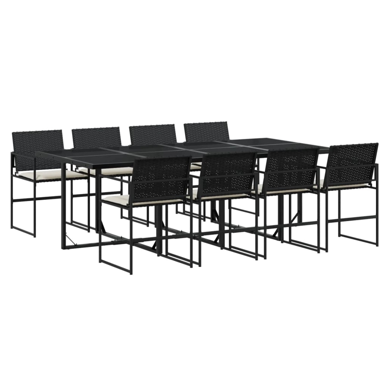 vidaXL 9-Tlg Garten-Essgruppe mit Kissen Schwarz Poly Rattan 3295060 günstig online kaufen