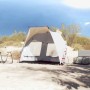 Graues vidaXL Strandzelt für 2 Personen mit Quick-Release System auf Sandstrand.
