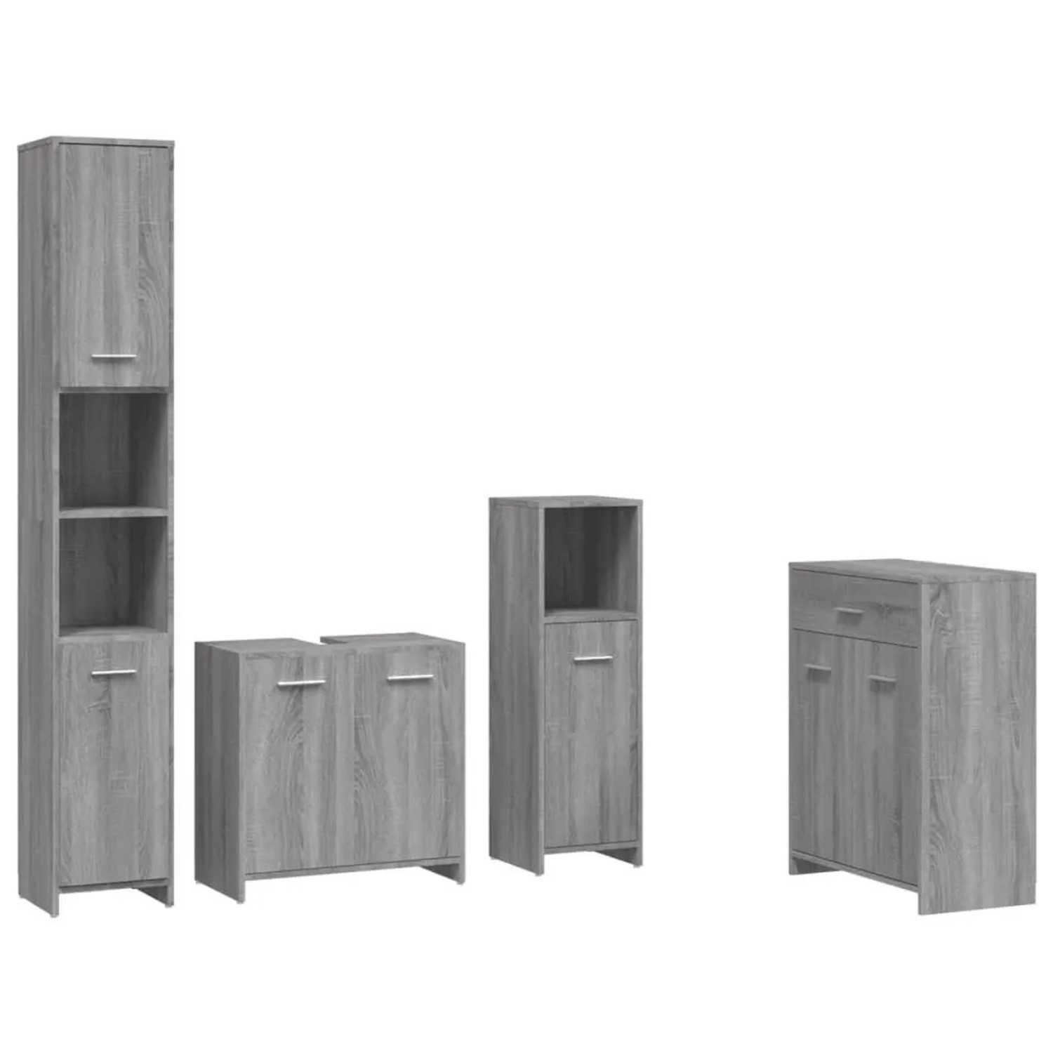 vidaXL 4-Tlg Badmöbel-Set Grau Sonoma Holzwerkstoff 3154410