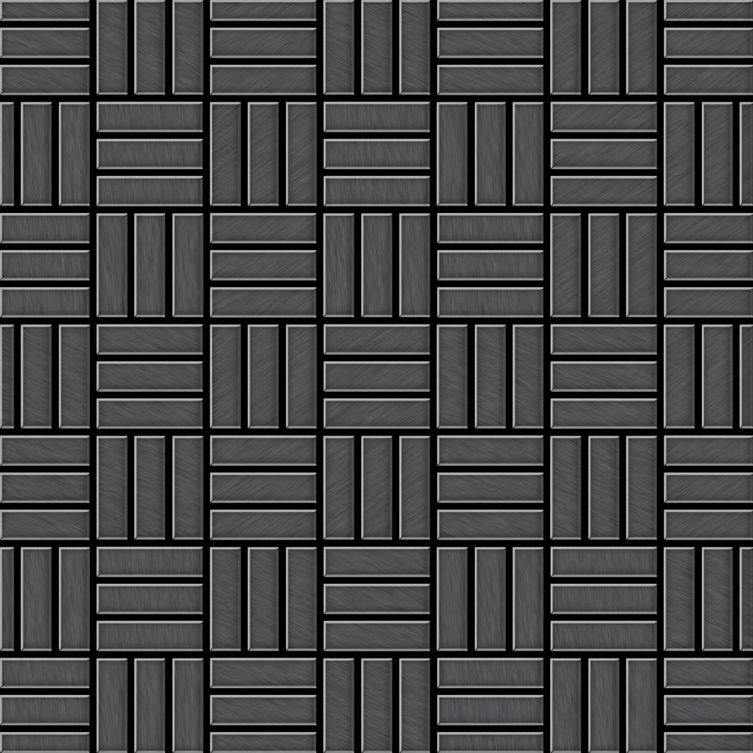ALLOY Mosaik Fliese Massiv Metall Titan Gebürstet Dunkelgrau 1,6mm Basketwe günstig online kaufen