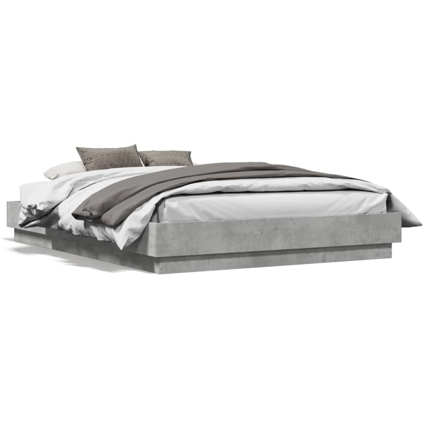 vidaXL Bettgestell Betongrau 135x190 cm Holzwerkstoff 3209880 günstig online kaufen
