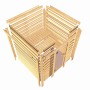 Karibu Sauna Elea Bausatz aus naturbelassenem Holz mit Ofen und Steuerung.