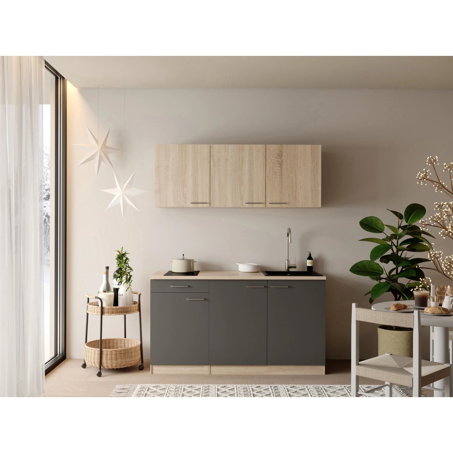 Respekta Ingrid Singleküche 150 cm Grau