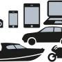 Einhell Power Bank CE-JS 18: Icons von Kamera, Handy, Tablet, Laptop, Auto, Boot und Motorrad.