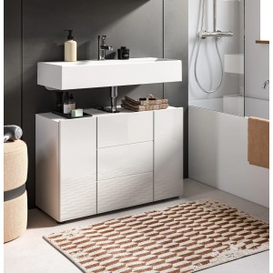 Inn.Furn Waschbeckenunterschrank Weiß Hochglanz 80 cm Larik