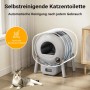 Fudajo selbstreinigende Katzentoilette 76L in Grau mit transparentem Deckel. Modernes, automatisches Katzenklo.