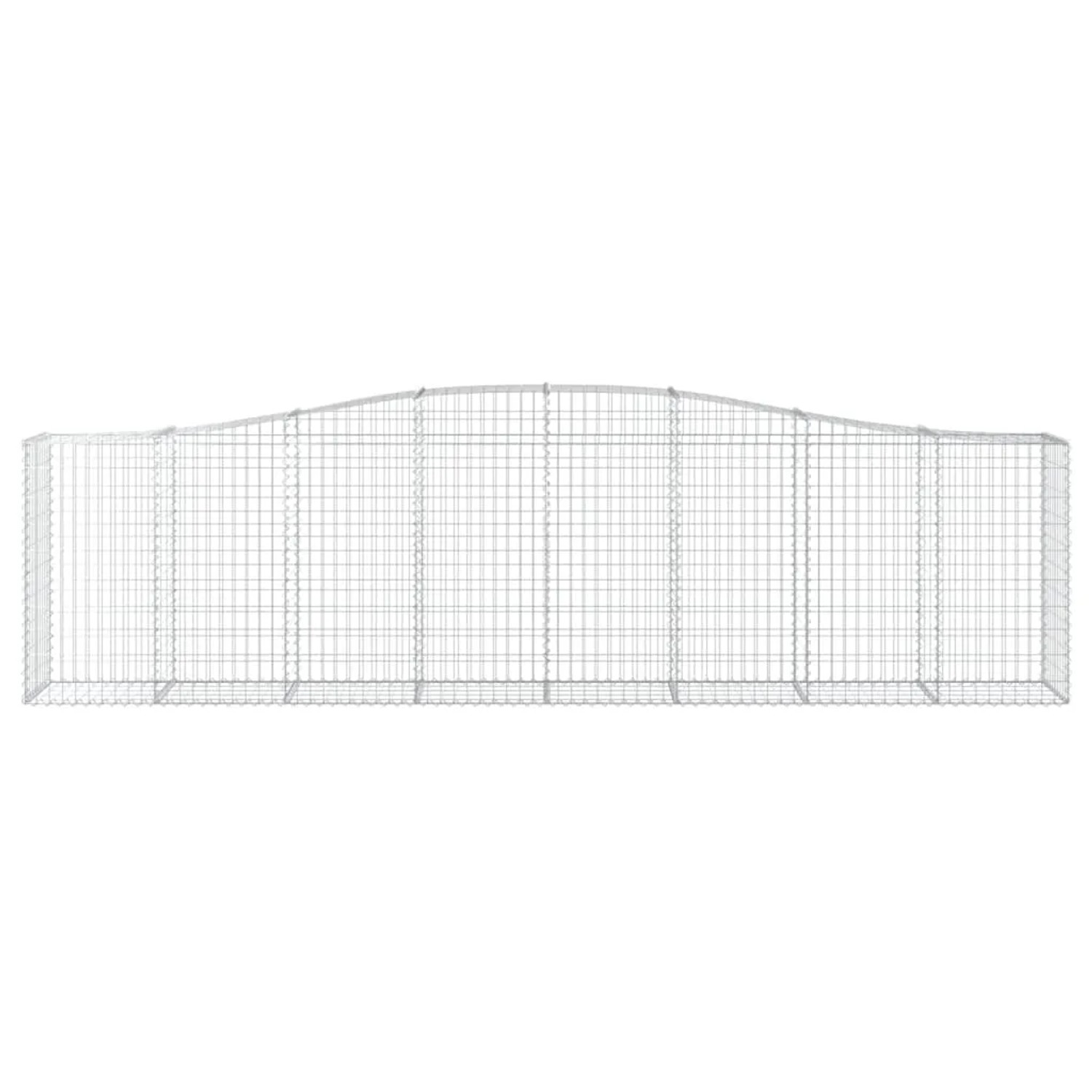 Set aus 9 Gabionen mit Hochbogen, 400x50x100/120cm, aus verzinktem Eisen für den Garten.
