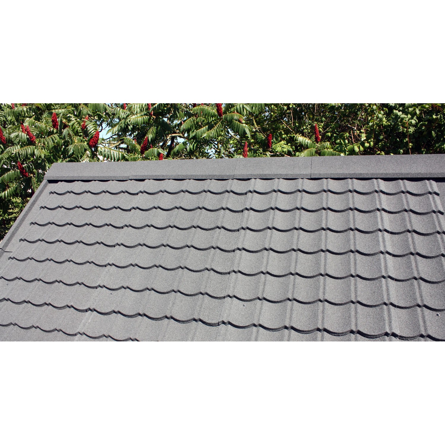 Easypan Firstkappe, beschiefert rot, 810 mm, für Metalldachpfannen.