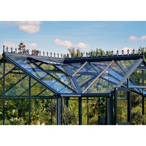 Schwarze Dachfirstverzierung auf einem Juliana Gewächshaus Orangerie 15,1 m².