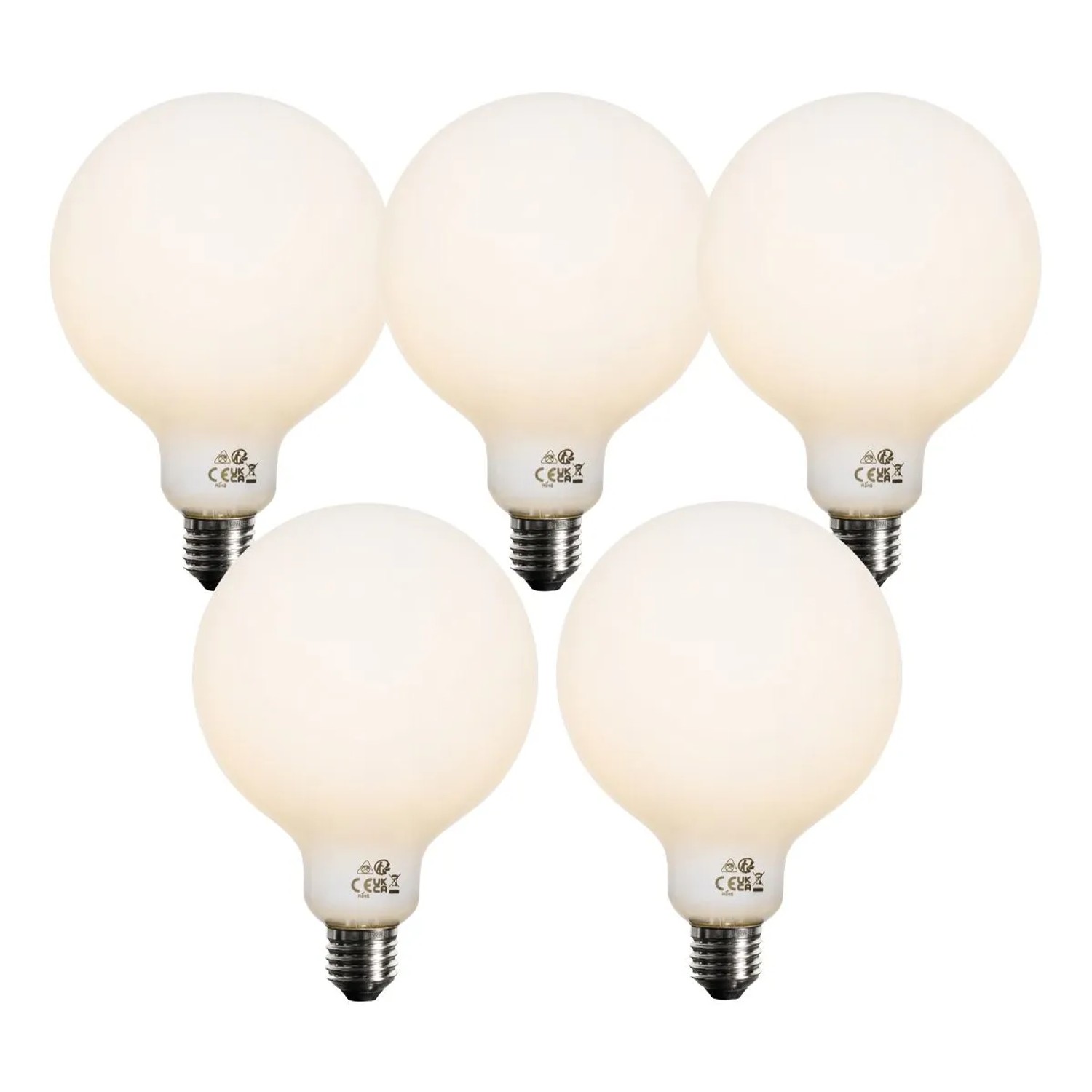 LUEDD 5er Set Dimmbare E27 LED Leuchtmittel Opal G125 5W 450,m 3000K