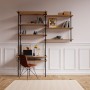 Ar Shelving Deco Set: Regal mit Schreibtischfunktion, Holz und schwarzem Metall. Ideal für Homeoffice.