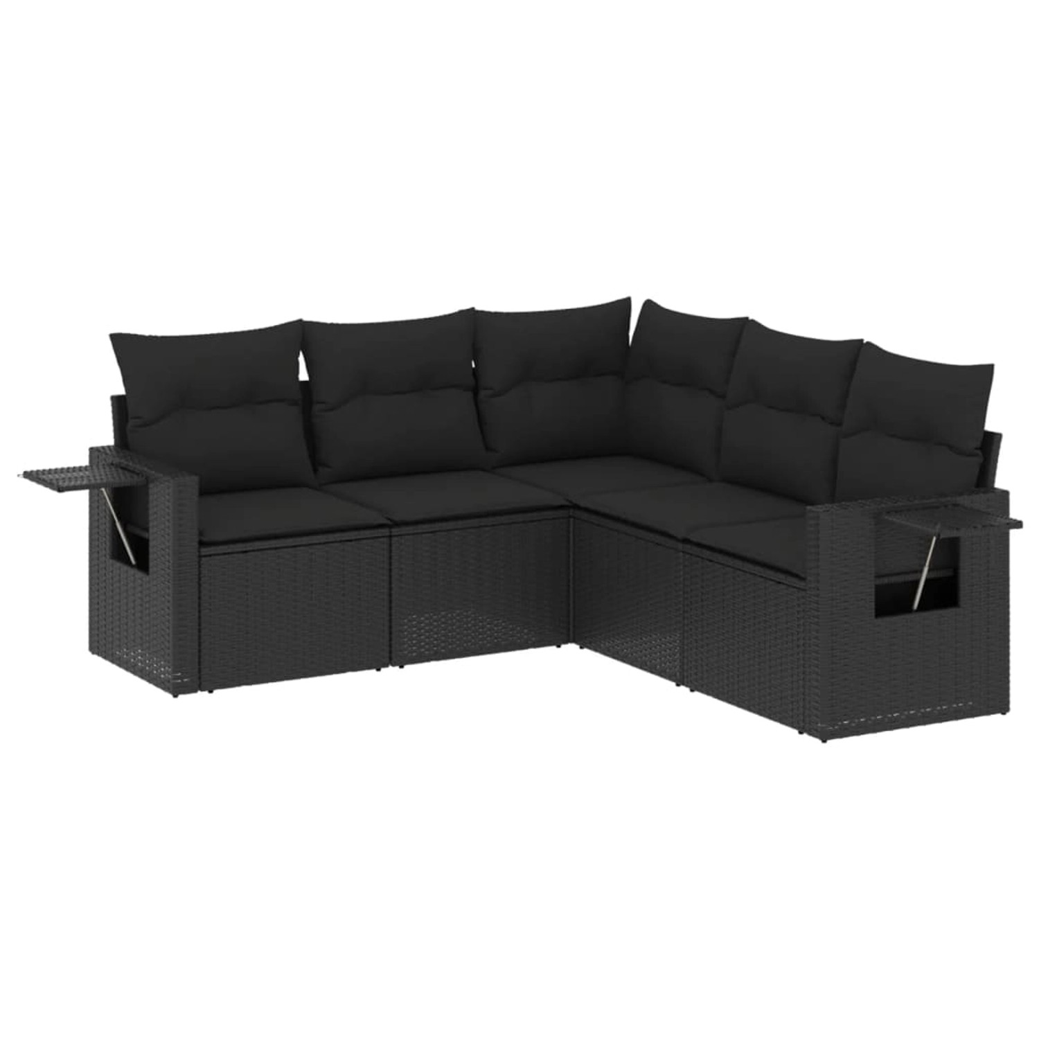 vidaXL 5-Tlg Garten-Sofagarnitur mit Kissen Schwarz Poly Rattan 3220144 günstig online kaufen