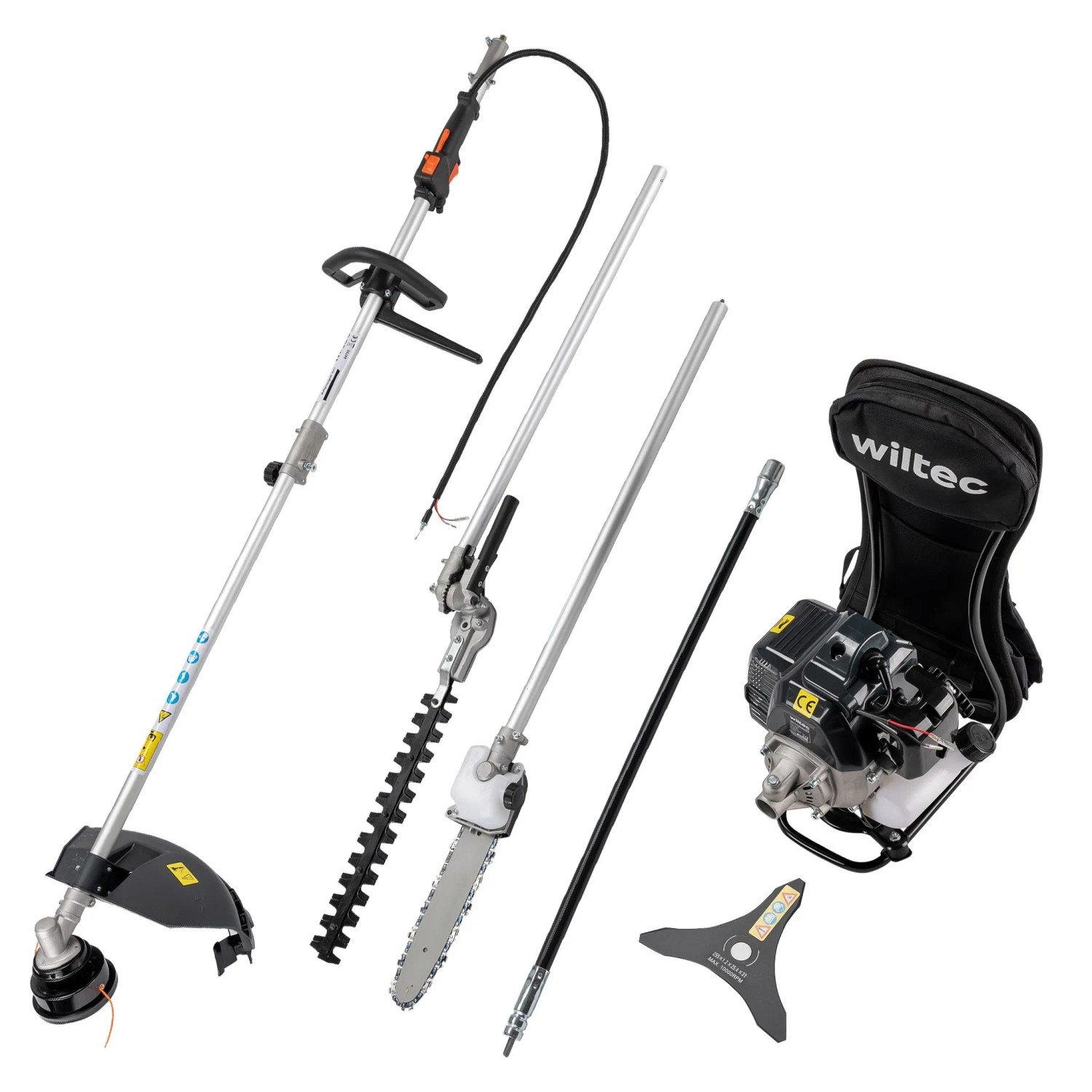 Wiltec 4-In-1 Backpacker Multifunktionsgerät 2-Takt Motor Rucksack Rasentrimmer