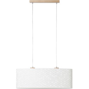 Moderne, 2-flammige Pendelleuchte Galance in Weiß mit Holzdetails. Ideal für Wohn- und Esszimmer.