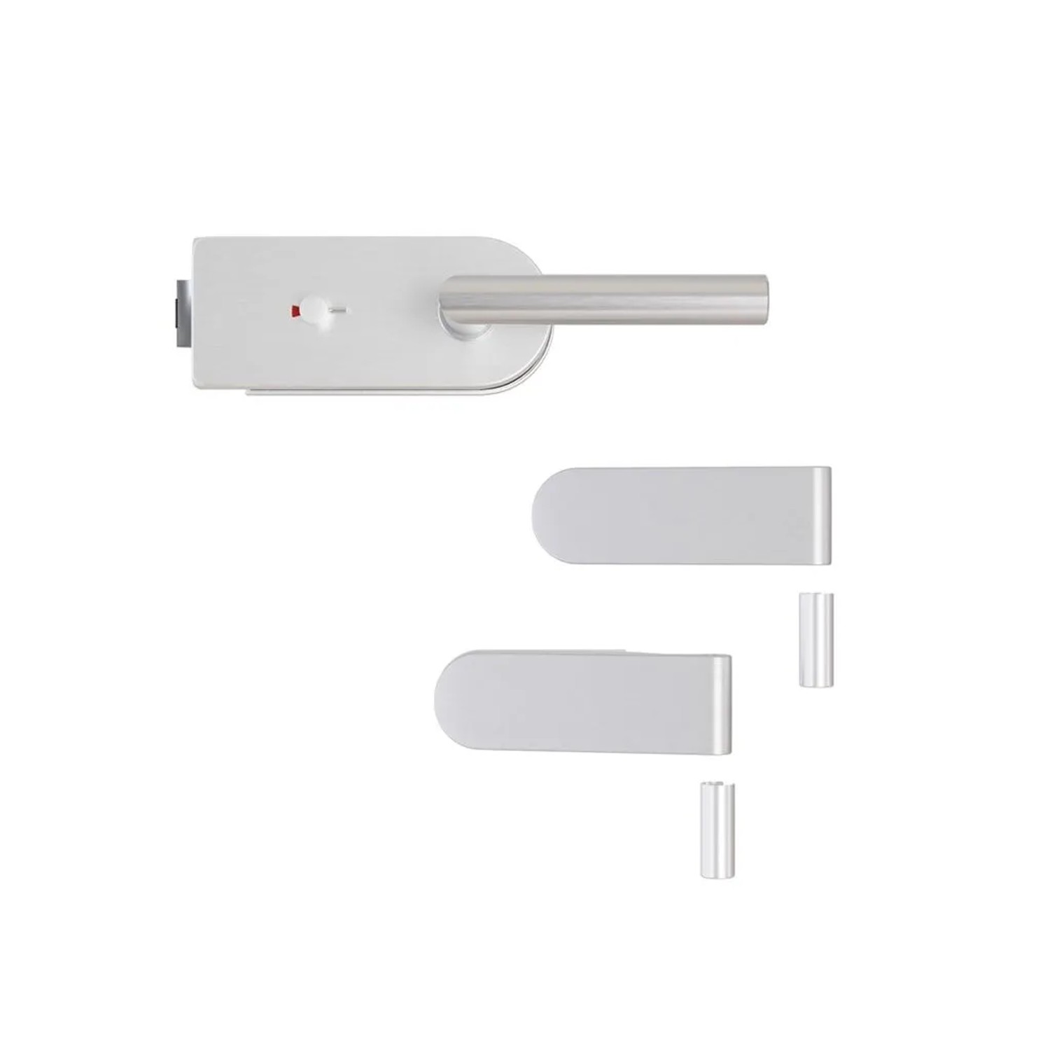 Hansaglas Glastürbeschlag Studio WC-/Sanitärschloss Gerundet Glastür Beschlag-Set Aluminium