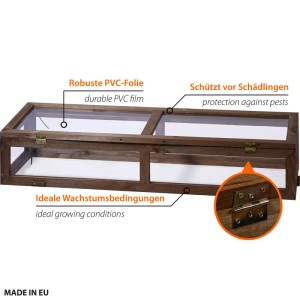 Dobar Frühbeet-Aufsatz für Hochbeet 117 cm x 40 cm x 22 cm Dunkelbraun FSC®