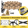 Sekey XXXL Bollerwagen, faltbar, schwarz, mit Sandsäcken gefüllt. Ideal für Camping & Transport.