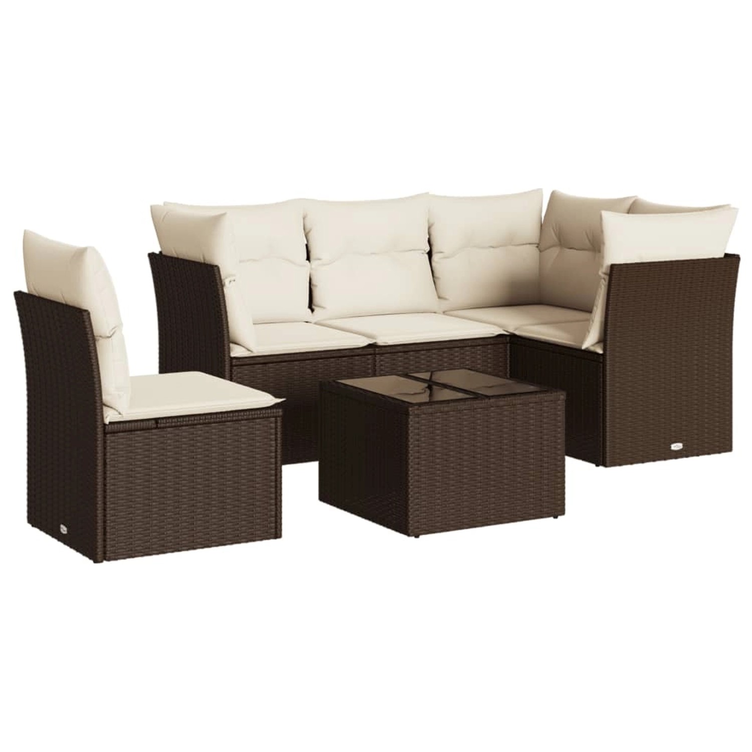 vidaXL 6-Tlg Garten-Sofagarnitur mit Kissen Braun Poly Rattan 3249492 günstig online kaufen
