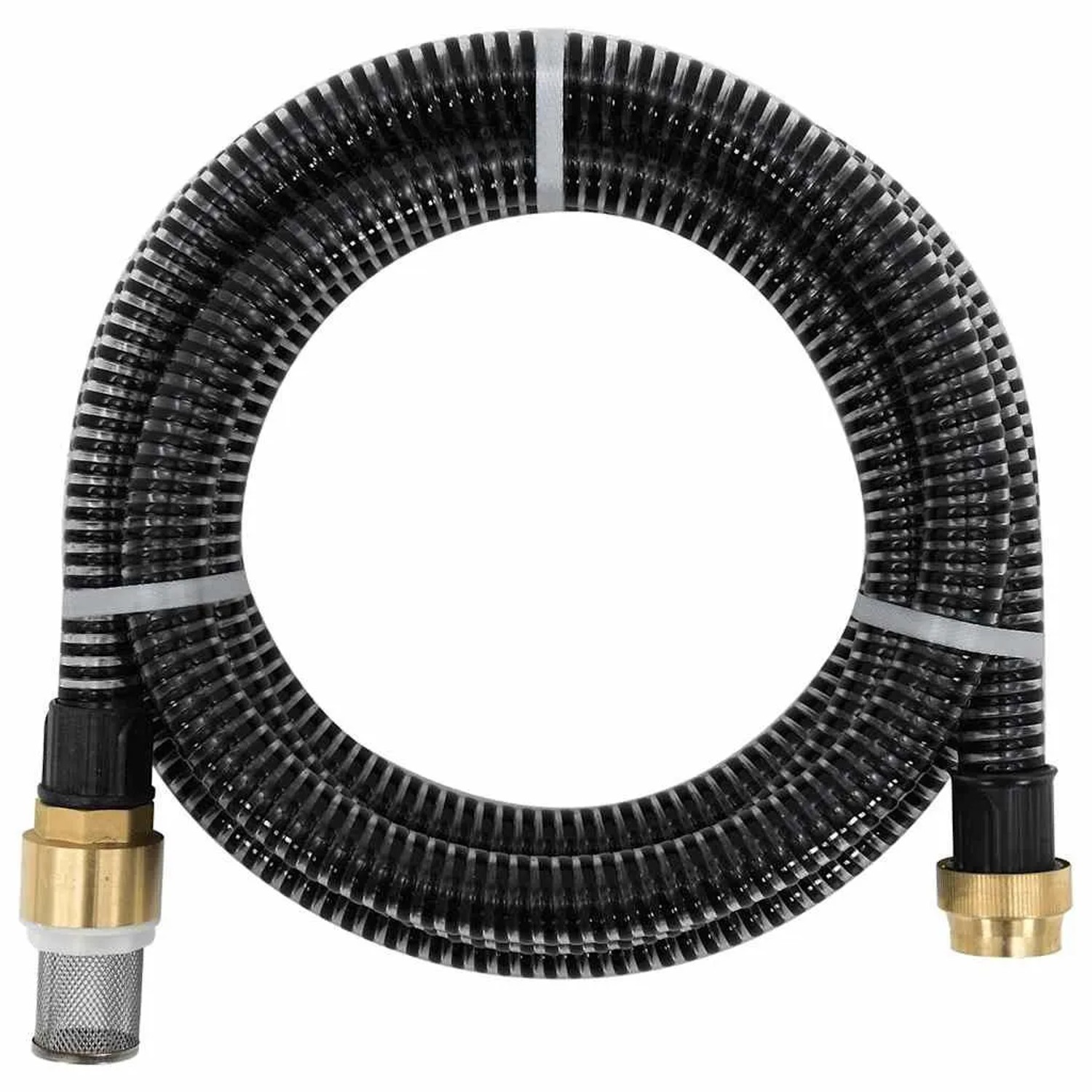 vidaXL Saugschlauch mit Messing-Anschlüssen Schwarz 10 m PVC 151062
