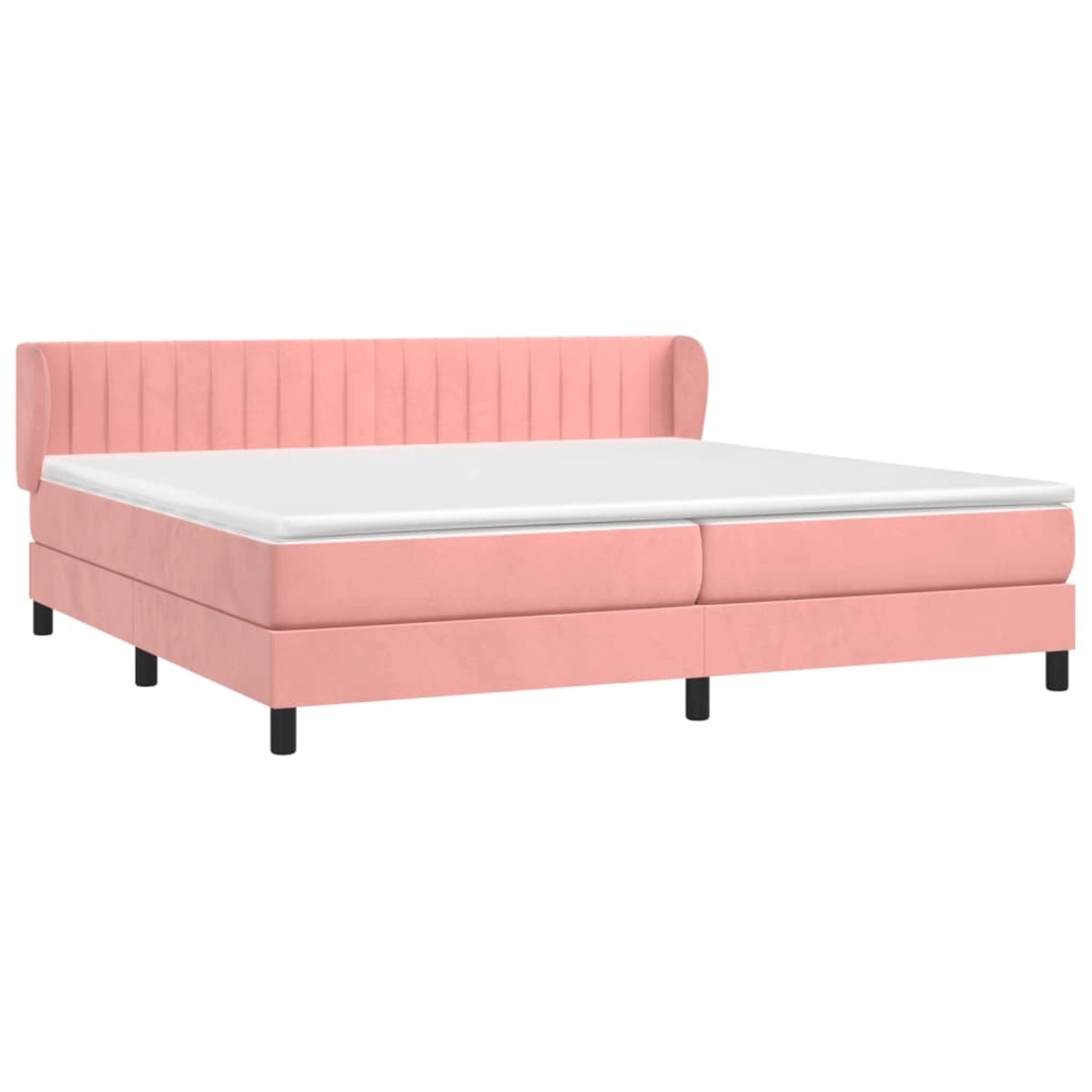 Rosa vidaXL Boxspringbett 200x200 cm mit Samtbezug, inklusive Matratze und Topper.