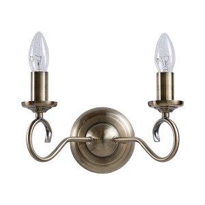 Lindby Wandleuchte Wandlampe Innen Marnia 9621013 Retro Vintage Antik in Bronze aus Metall 2-flammig E14 Wohnzimmerleuchte