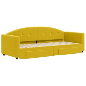 vidaXL Tagesbett Ausziehbar mit Schubladen Gelb 80x200 cm Samt 3197347