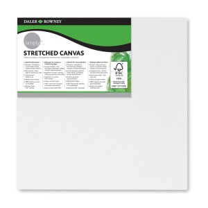 Quadratischer, weißer Daler-Rowney Keilrahmen, 15x15 cm, bespannt mit Baumwoll-Leinwand.