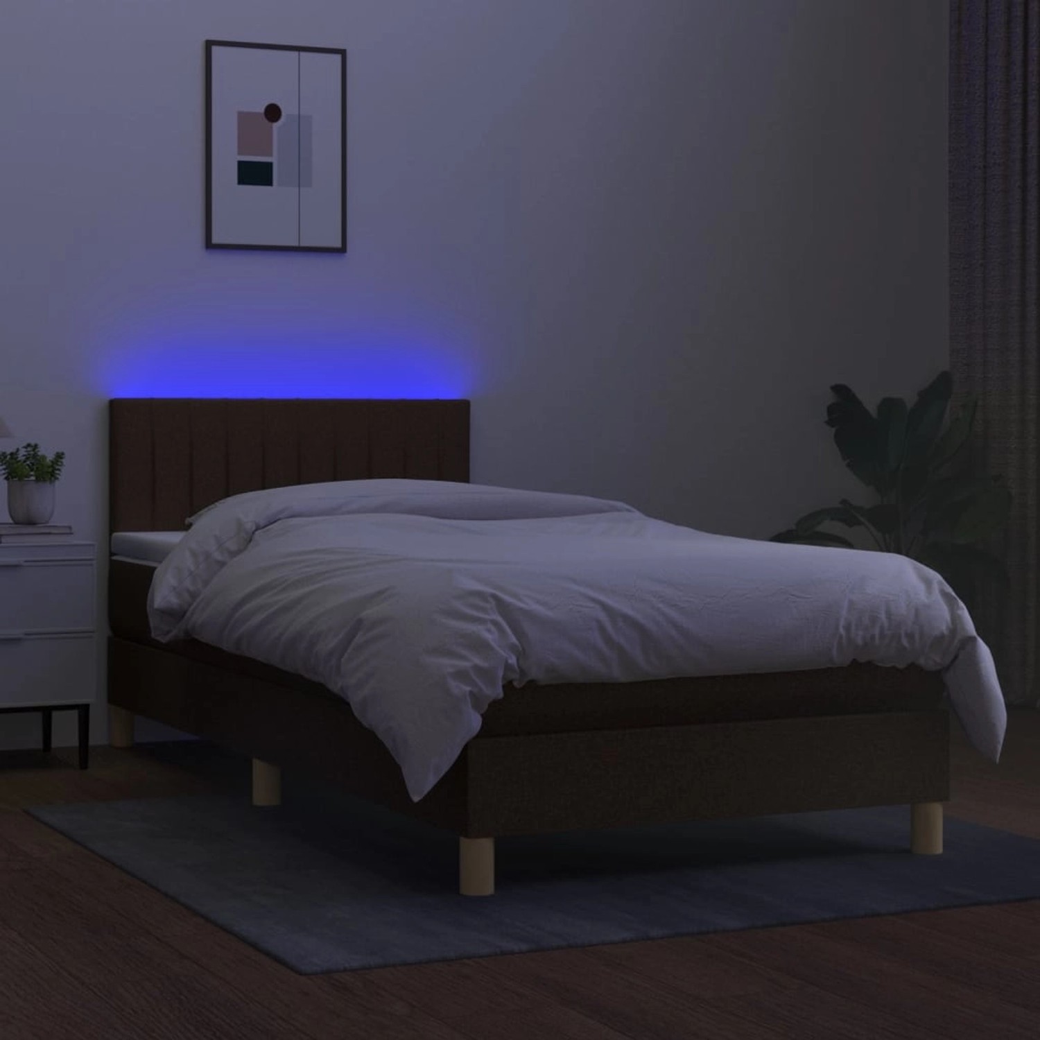 vidaXL Boxspringbett mit Matratze & LED Dunkelbraun 90x200 cm Stoff 3133848 günstig online kaufen
