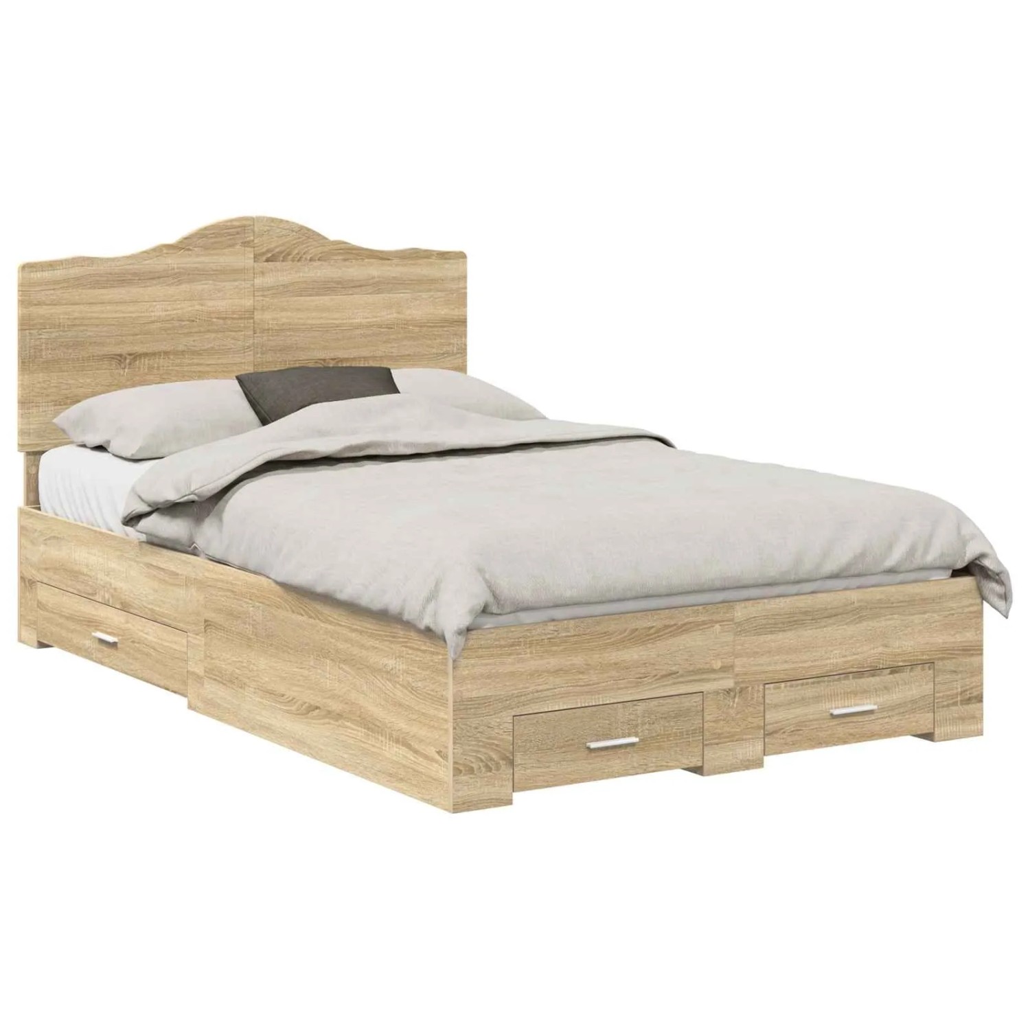 vidaXL Bettrahmen mit Kopfteil Sonoma-Eiche 135 x 190 cm Holzwerkstoff 3413614
