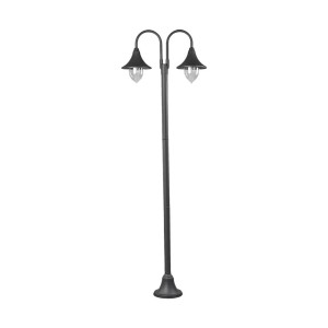Lindby Mastleuchte Außen Madea 9630067 Spritzwassergeschützt Modern in Schwarz aus Aluminium 2-flammig E27
